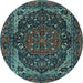 Round Persian Light Blue Traditional Rug, tr2024lblu