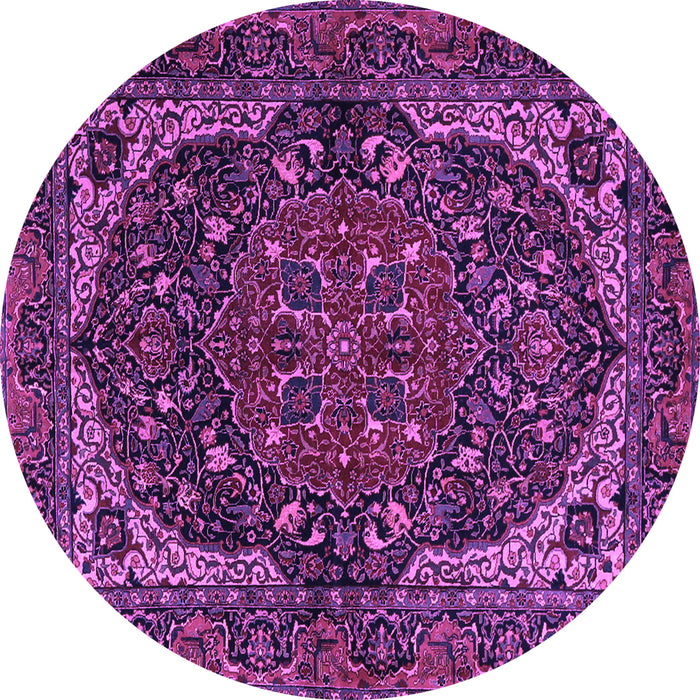 Round Persian Purple Traditional Rug, tr2024pur