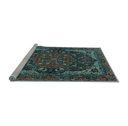 Sideview of Machine Washable Persian Light Blue Traditional Rug, wshtr2024lblu