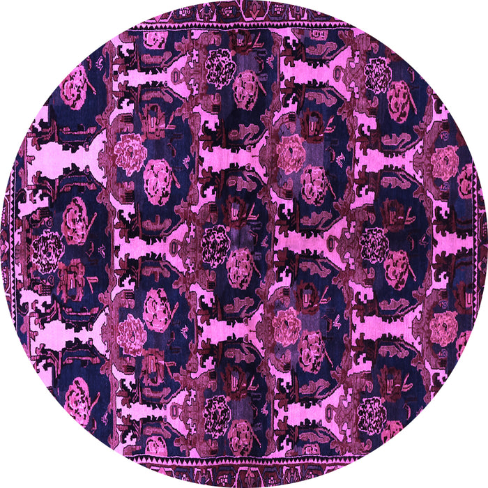 Round Persian Purple Traditional Rug, tr2025pur