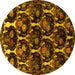 Round Machine Washable Persian Yellow Traditional Rug, wshtr2025yw