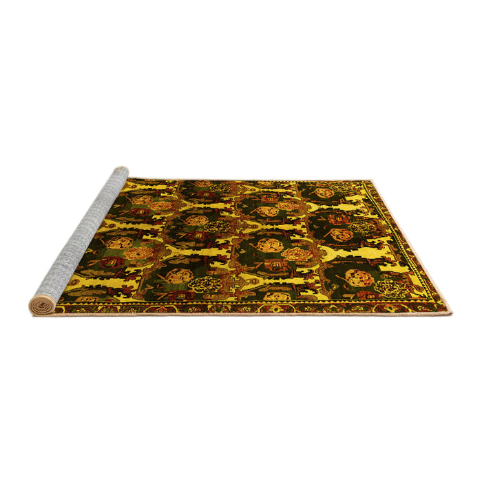 Sideview of Machine Washable Persian Yellow Traditional Rug, wshtr2025yw