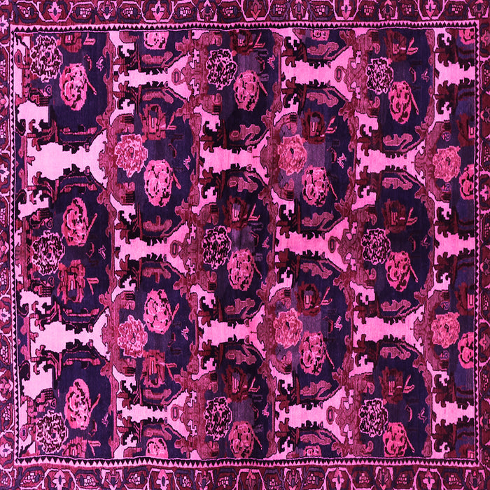 Square Machine Washable Persian Pink Traditional Rug, wshtr2025pnk