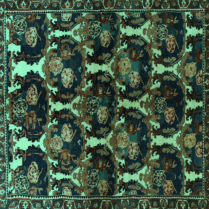 Square Persian Turquoise Traditional Rug, tr2025turq