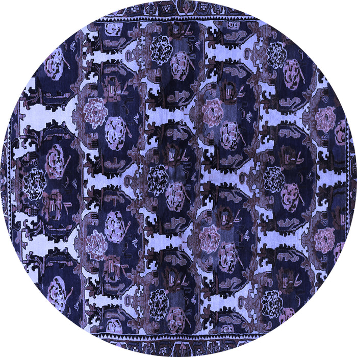Round Persian Blue Traditional Rug, tr2025blu