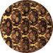 Round Persian Brown Traditional Rug, tr2025brn