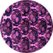 Round Machine Washable Persian Purple Traditional Area Rugs, wshtr2025pur