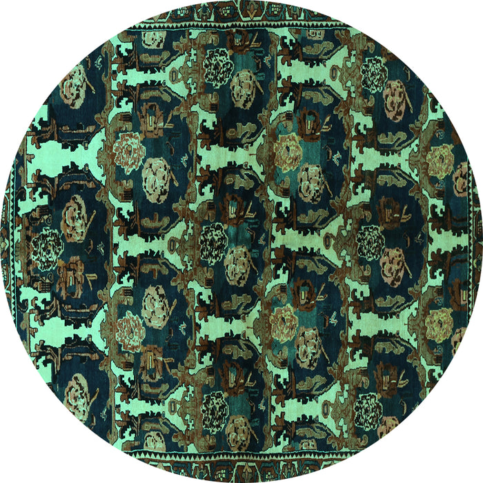 Round Persian Turquoise Traditional Rug, tr2025turq