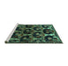 Sideview of Machine Washable Persian Turquoise Traditional Area Rugs, wshtr2025turq