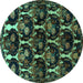 Round Machine Washable Persian Turquoise Traditional Area Rugs, wshtr2025turq