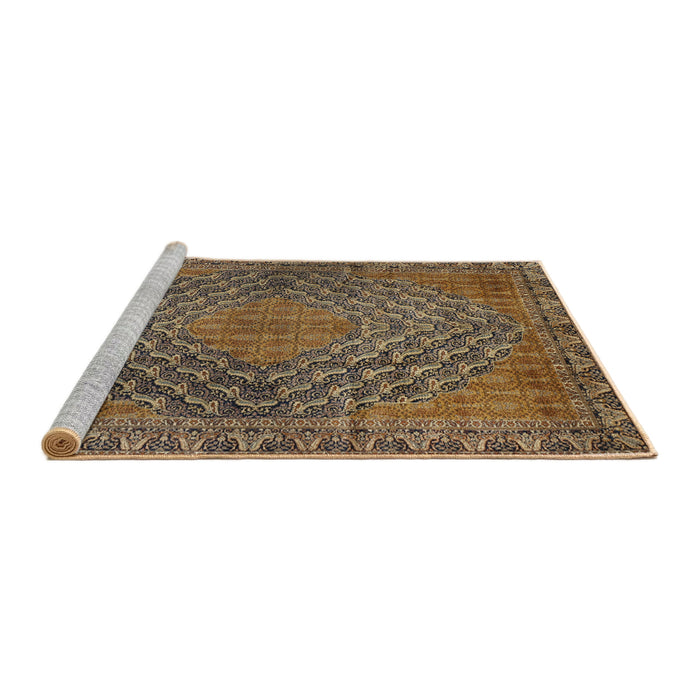 Sideview of Machine Washable Traditional Peru Brown Rug, wshtr2026