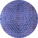 Round Machine Washable Persian Blue Traditional Rug, wshtr2026blu