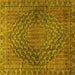 Square Machine Washable Persian Yellow Traditional Rug, wshtr2026yw