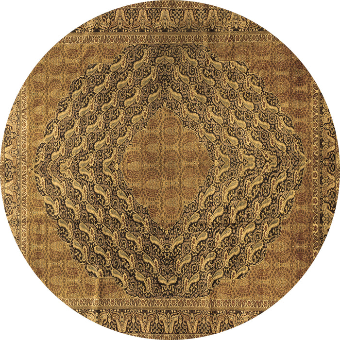 Round Persian Brown Traditional Rug, tr2026brn