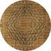 Round Persian Brown Traditional Rug, tr2026brn