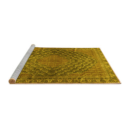 Sideview of Machine Washable Persian Yellow Traditional Rug, wshtr2026yw