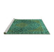 Sideview of Machine Washable Persian Turquoise Traditional Area Rugs, wshtr2026turq