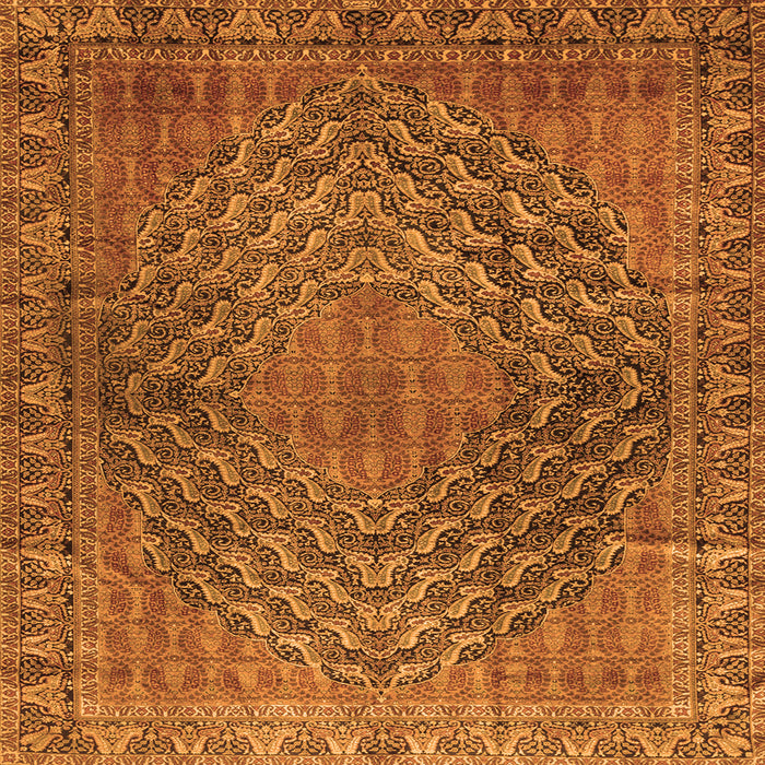 Round Machine Washable Persian Orange Traditional Area Rugs, wshtr2026org