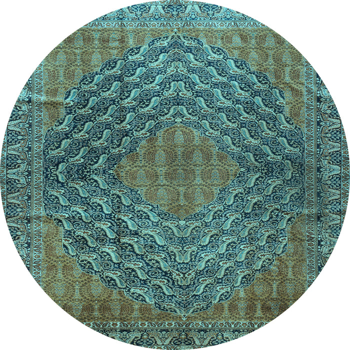 Round Persian Light Blue Traditional Rug, tr2026lblu