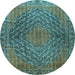 Round Persian Light Blue Traditional Rug, tr2026lblu