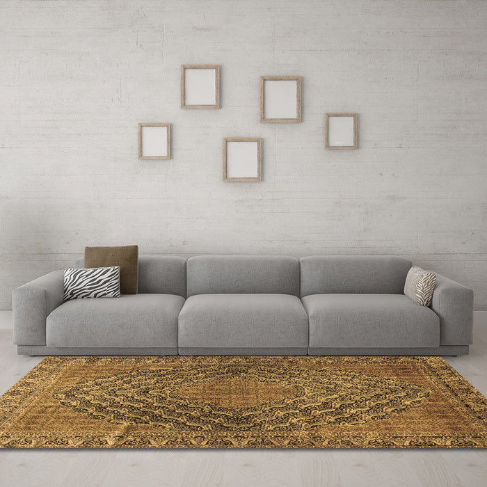 Machine Washable Persian Brown Traditional Rug in a Living Room,, wshtr2026brn