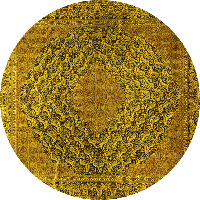Round Persian Yellow Traditional Rug, tr2026yw