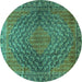 Round Persian Turquoise Traditional Rug, tr2026turq