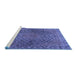 Sideview of Machine Washable Persian Blue Traditional Rug, wshtr2026blu