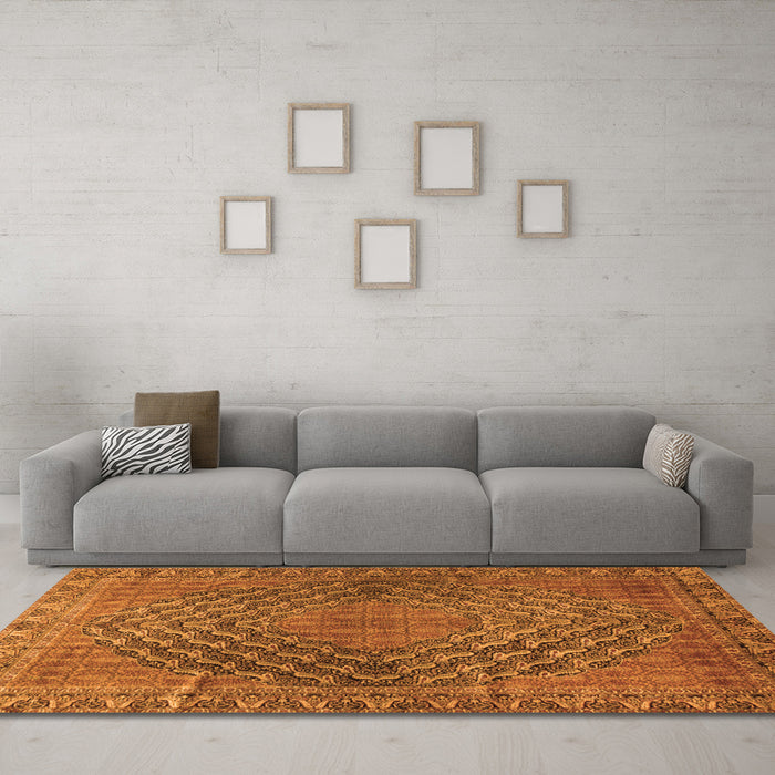 Machine Washable Persian Orange Traditional Area Rugs in a Living Room, wshtr2026org