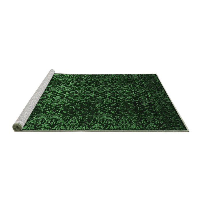 Sideview of Machine Washable Persian Emerald Green Traditional Area Rugs, wshtr2027emgrn