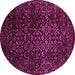 Round Machine Washable Persian Purple Traditional Area Rugs, wshtr2027pur