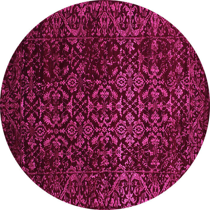 Round Machine Washable Persian Pink Traditional Rug, wshtr2027pnk