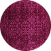 Round Machine Washable Persian Pink Traditional Rug, wshtr2027pnk