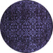 Round Machine Washable Persian Blue Traditional Rug, wshtr2027blu