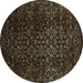 Round Persian Turquoise Traditional Rug, tr2027turq