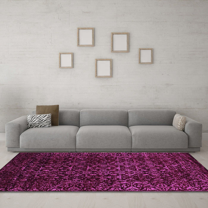 Machine Washable Persian Purple Traditional Area Rugs in a Living Room, wshtr2027pur