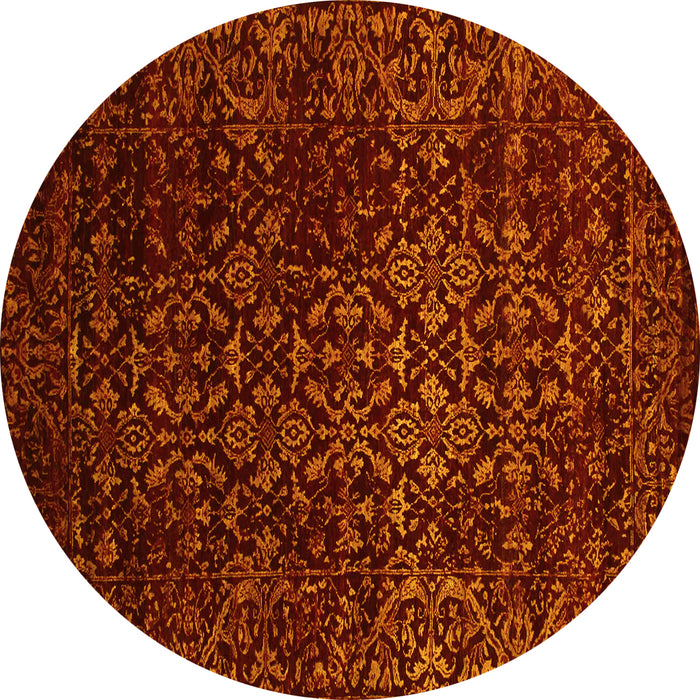Round Persian Yellow Traditional Rug, tr2027yw