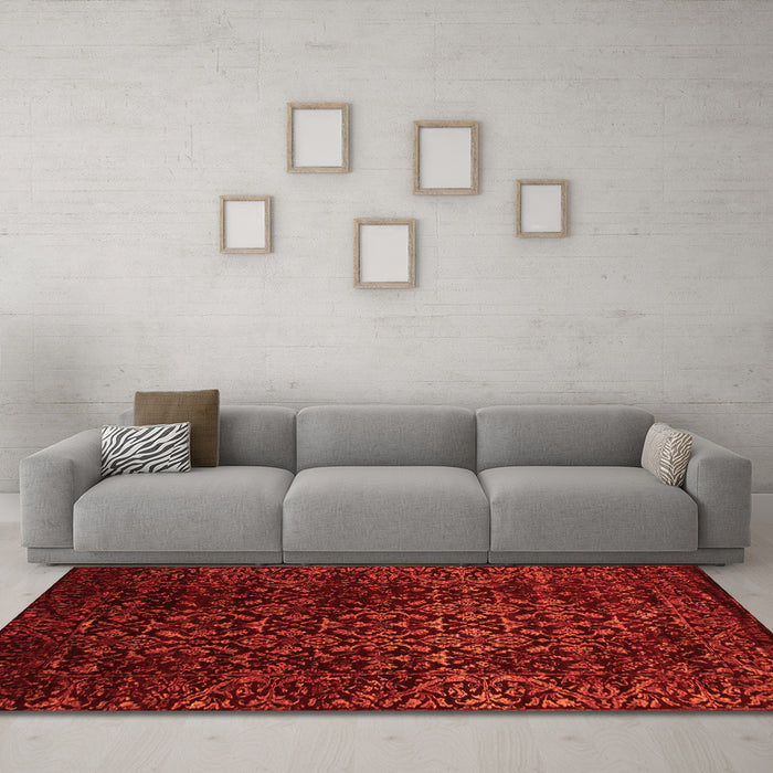 Machine Washable Persian Orange Traditional Area Rugs in a Living Room, wshtr2027org