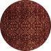 Round Machine Washable Persian Brown Traditional Rug, wshtr2027brn