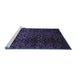 Sideview of Machine Washable Persian Blue Traditional Rug, wshtr2027blu