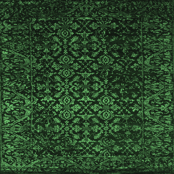 Square Machine Washable Persian Emerald Green Traditional Area Rugs, wshtr2027emgrn
