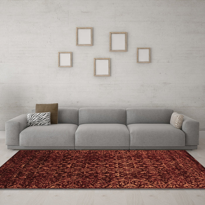 Machine Washable Persian Brown Traditional Rug in a Living Room,, wshtr2027brn