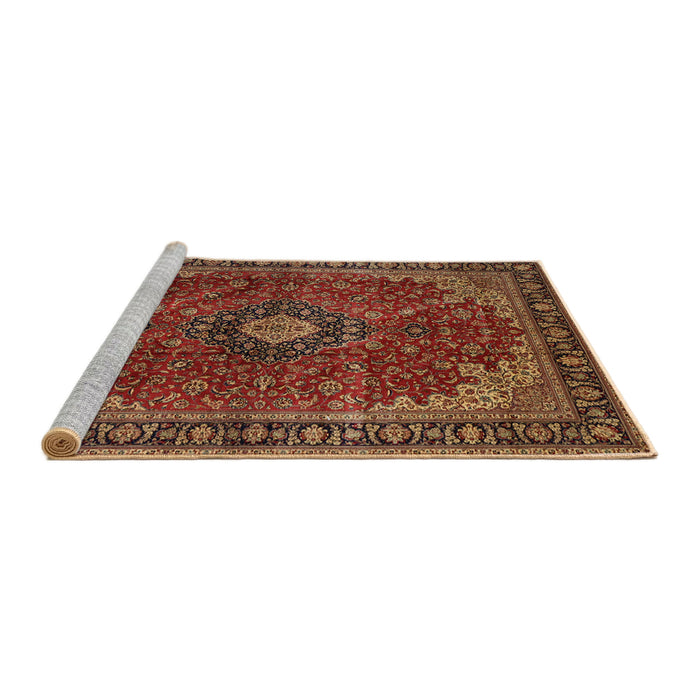 Sideview of Machine Washable Traditional Saffron Red Rug, wshtr2028
