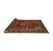 Sideview of Traditional Saffron Red Medallion Rug, tr2028