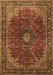 Machine Washable Medallion Brown Traditional Rug, wshtr2028brn