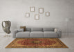 Machine Washable Medallion Brown Traditional Rug in a Living Room,, wshtr2028brn