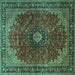 Square Medallion Turquoise Traditional Rug, tr2028turq