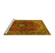 Sideview of Machine Washable Medallion Yellow Traditional Rug, wshtr2028yw