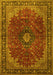 Machine Washable Medallion Yellow Traditional Rug, wshtr2028yw