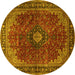 Round Medallion Yellow Traditional Rug, tr2028yw